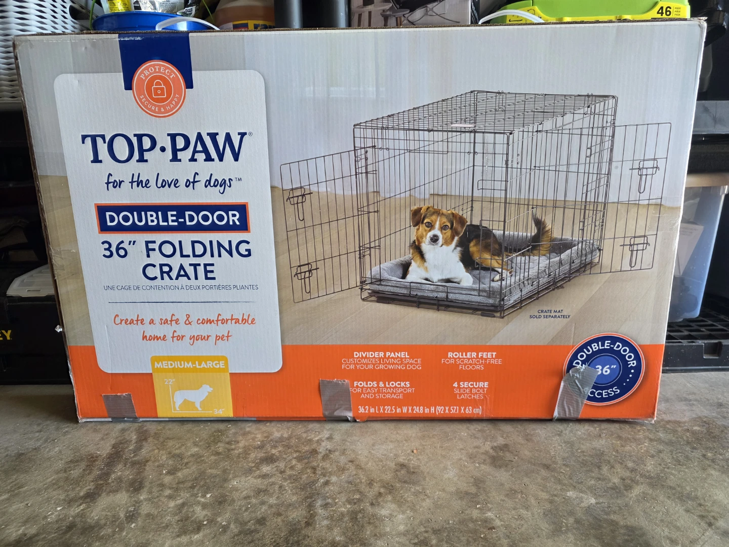 TOP PAW Double-Door 36" Folding Dog Crate