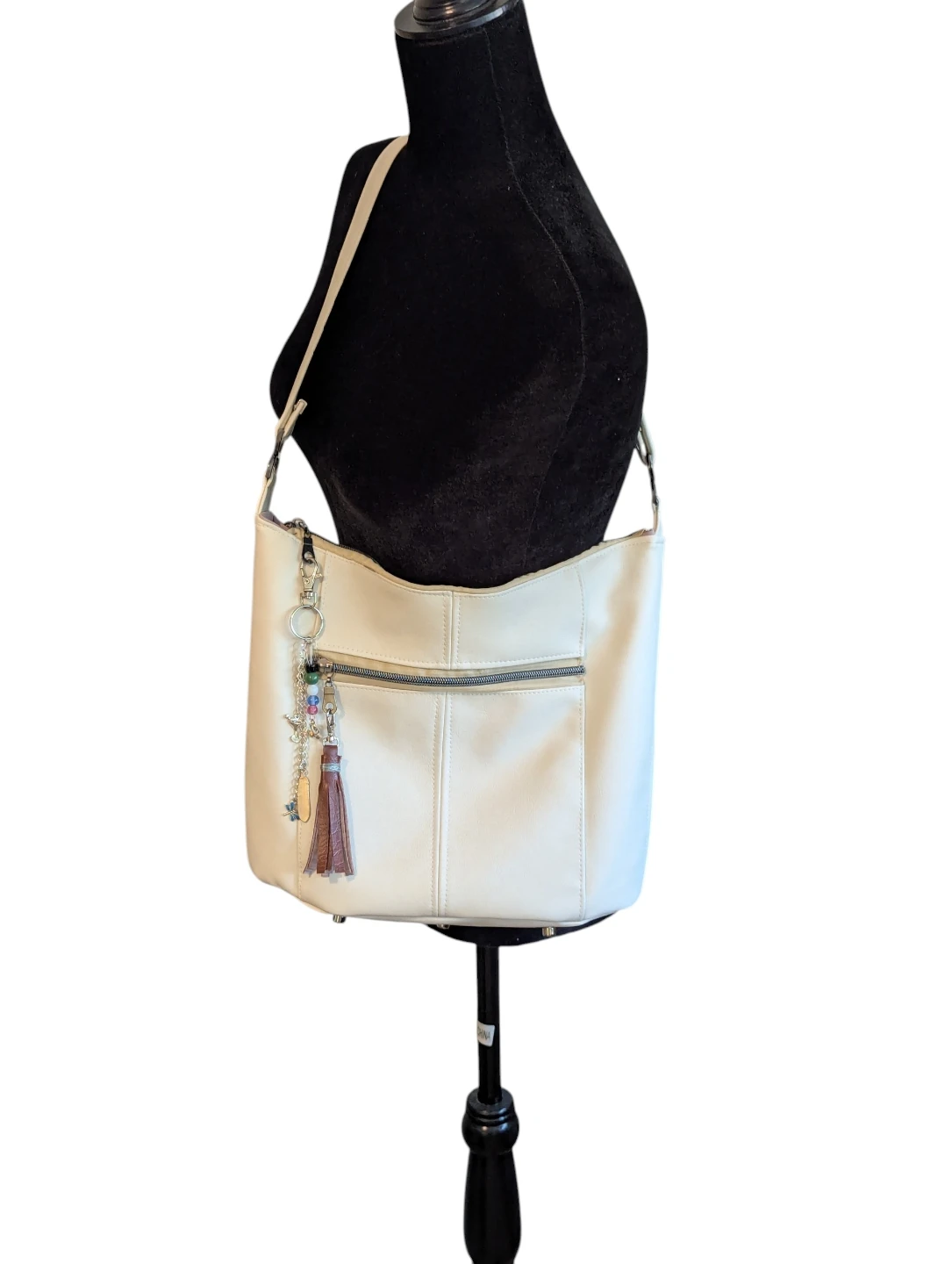 French Vanilla faux leather shoulder bag