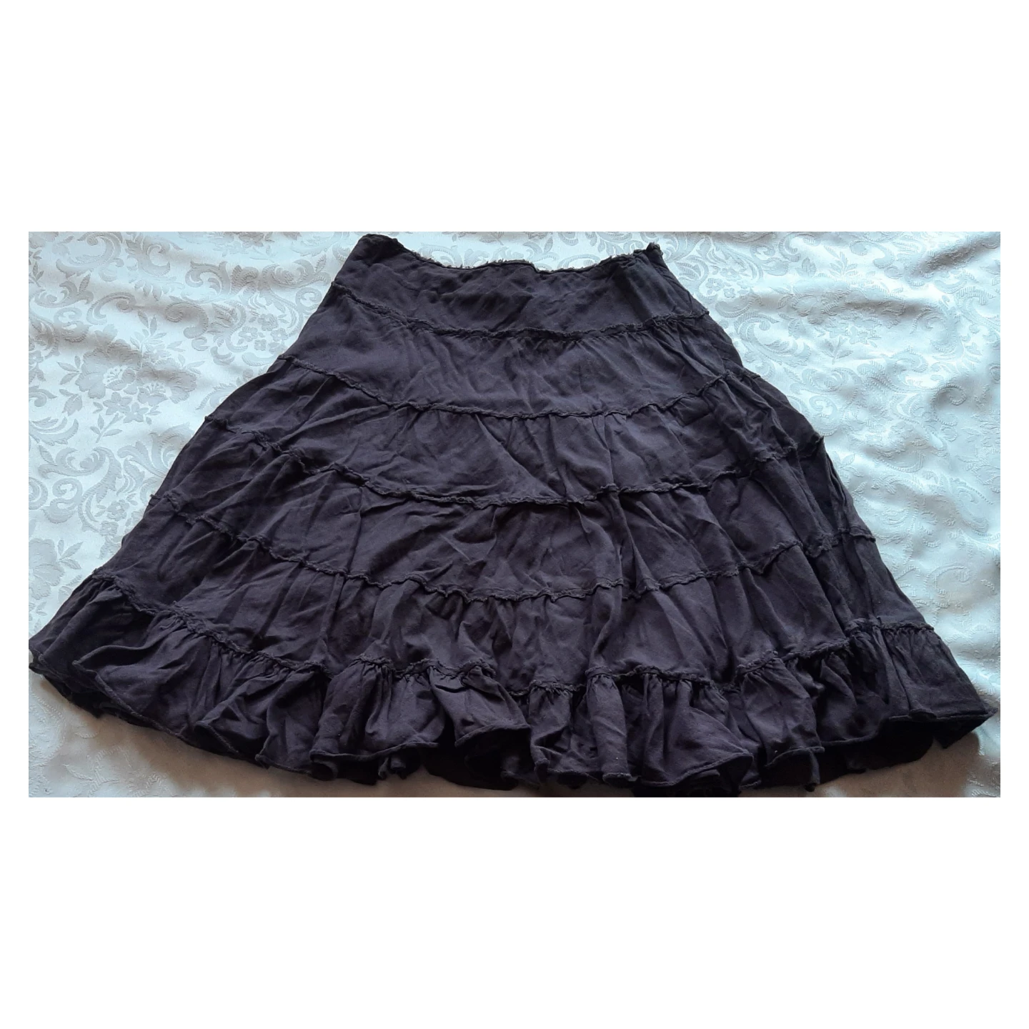 Dark Brown tiered midi skirt and dark brown square neck top - photo 2