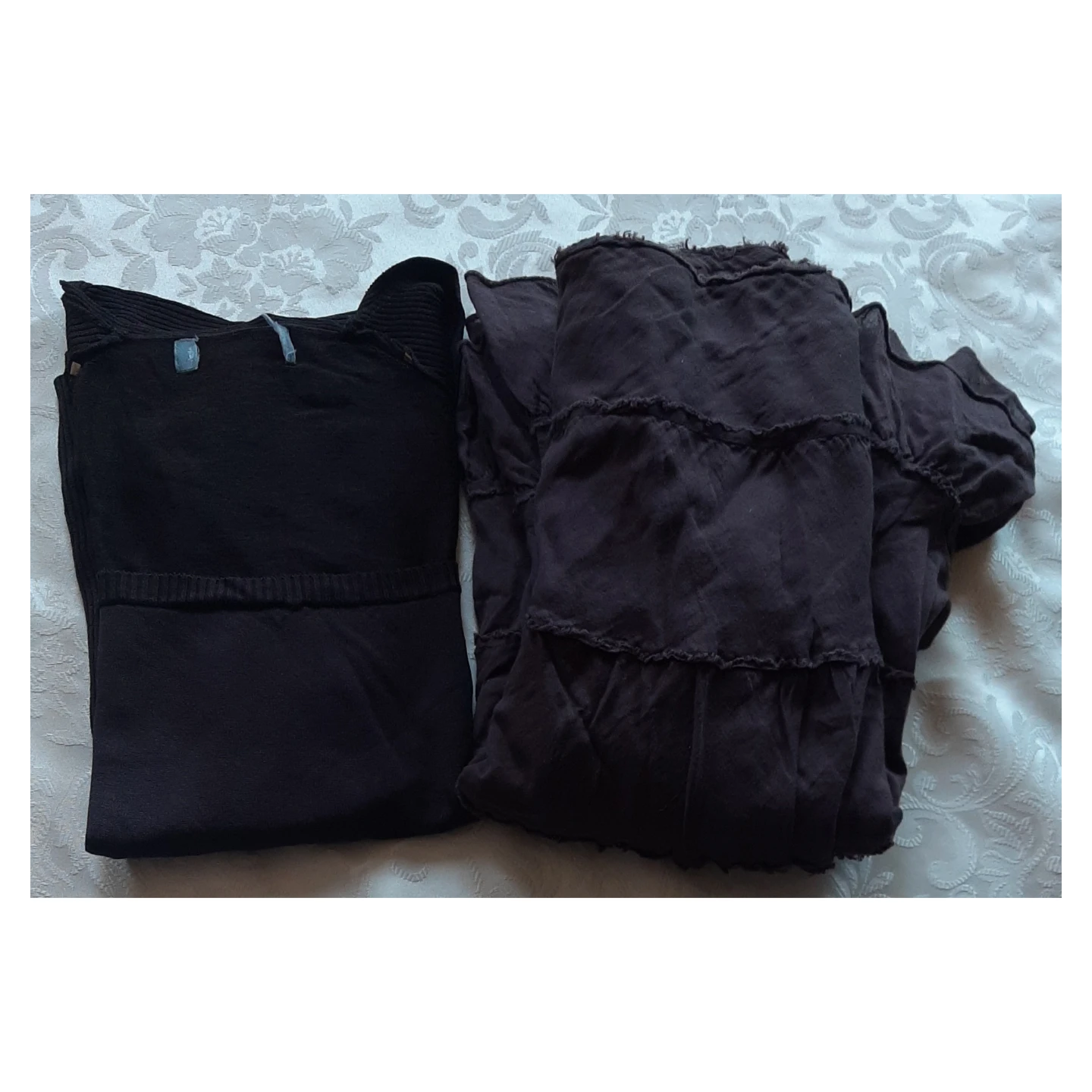 Dark Brown tiered midi skirt and dark brown square neck top - photo 4