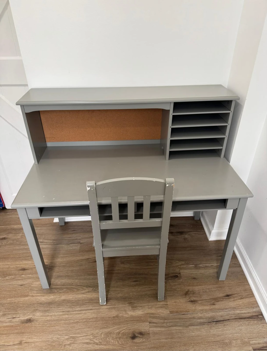 Gray Kids Desk with Hutch and Chair - photo 5