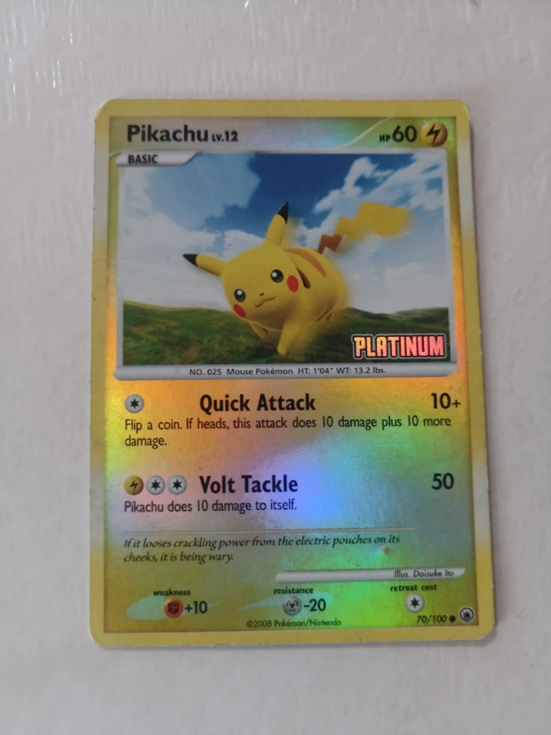 Pokemon Pikachu Platinum Trading Card