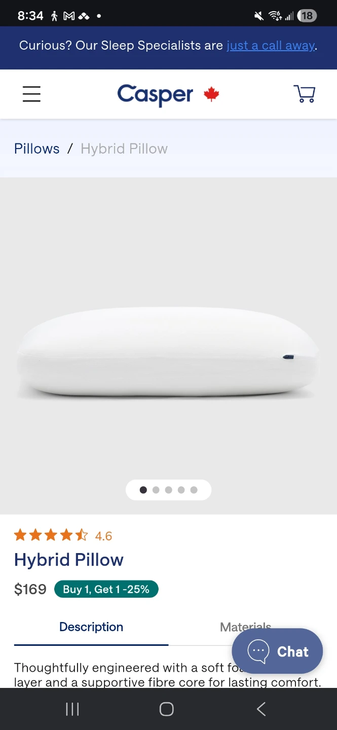 Open - never used - Casper Hybrid Pillow - photo 3