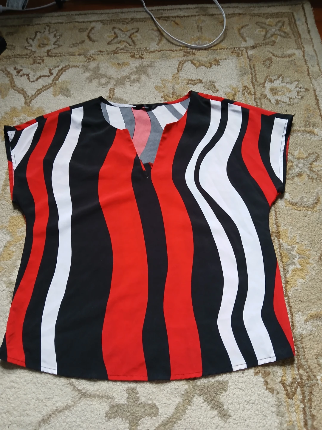 Women's Striped V-Neck Top