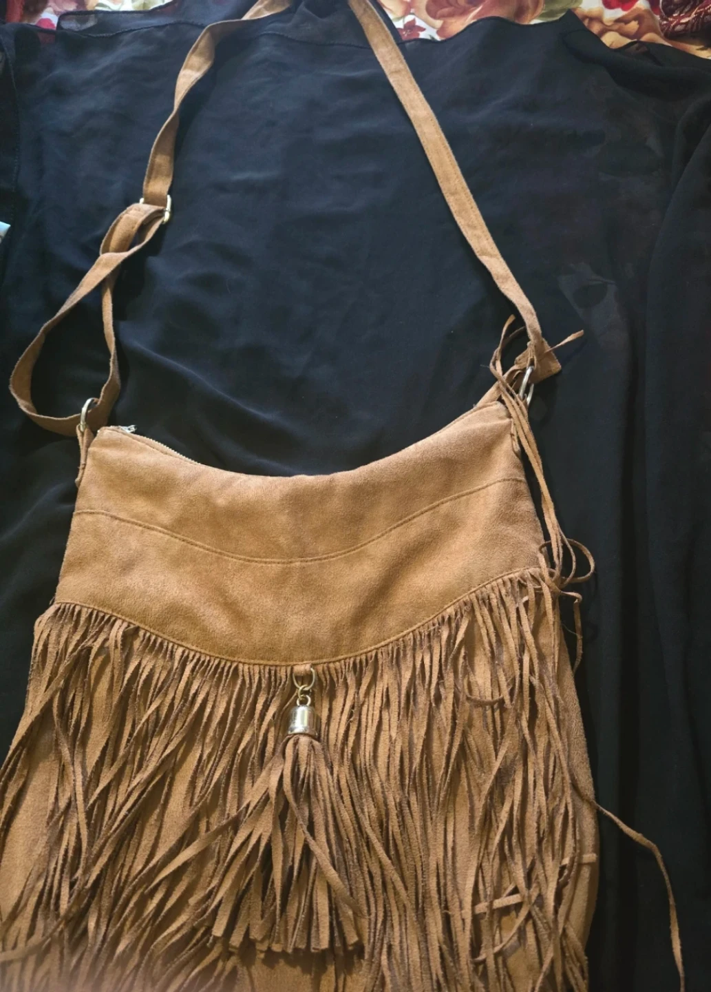 Brown Suede Fringe Crossbody Bag - photo 2