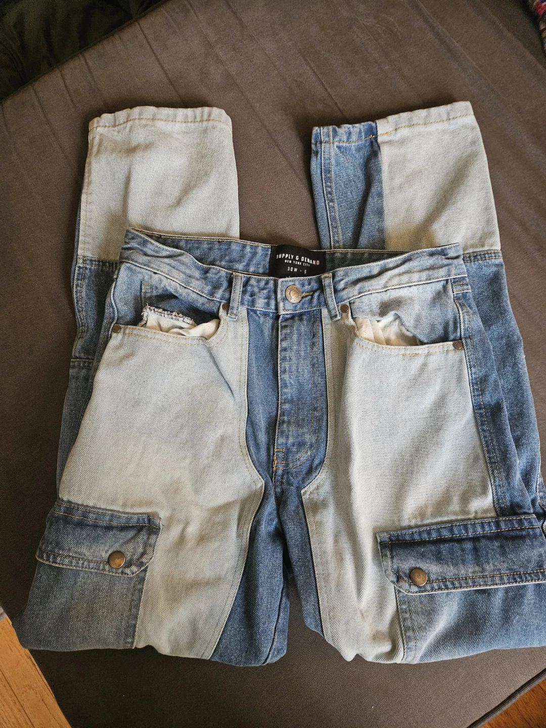 Supply & Demand Colorblock Cargo Jeans Size 30W S