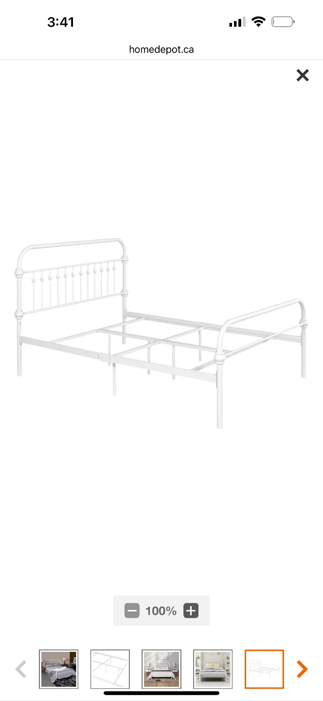 White Metal Victorian style Queen Bed Frame - photo 3