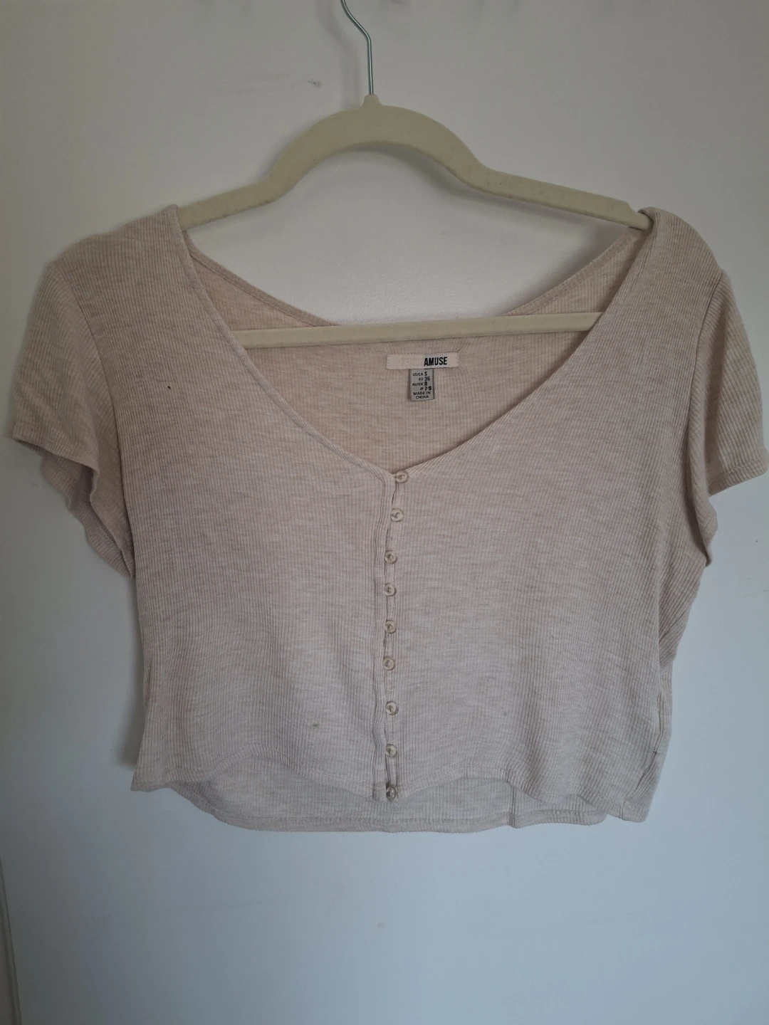 Amuse Women's Ribbed Button-Up Crop Top - Size S
