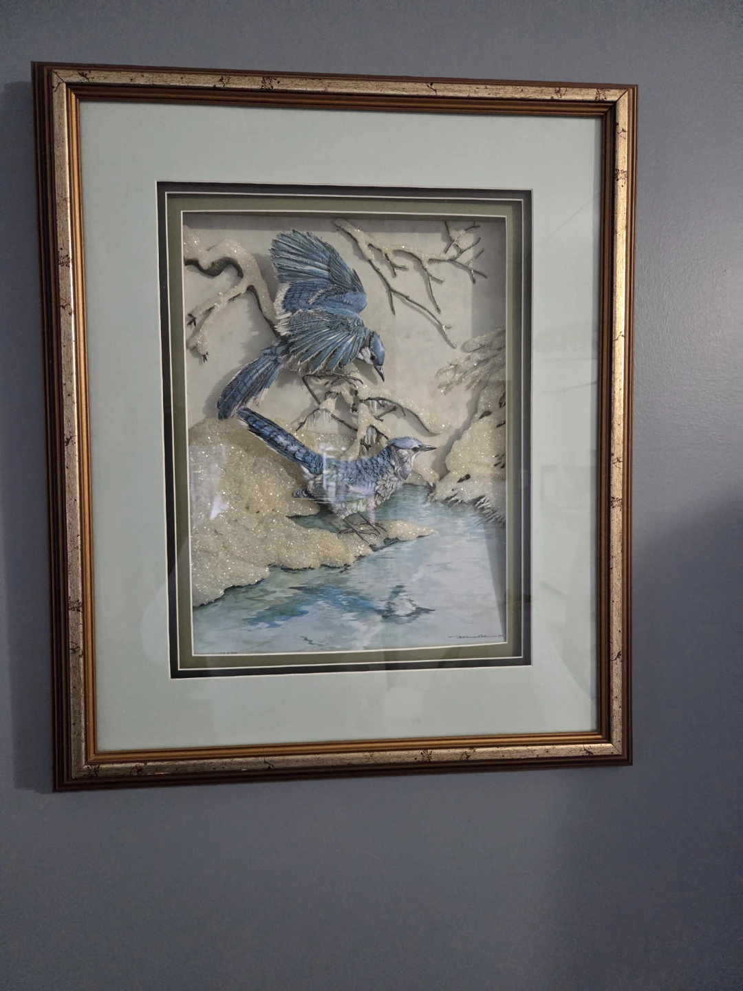 Framed 3D Blue Jay Wall Art Paper Tole - photo 2