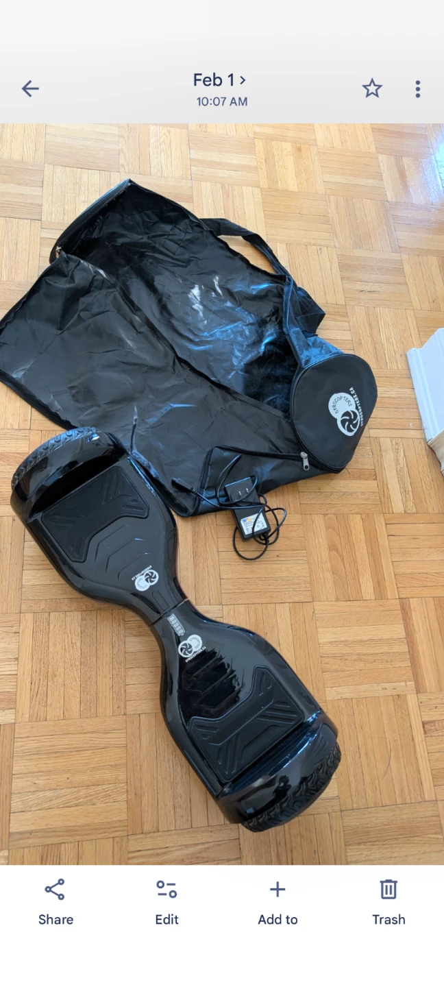 Black Gyrocopter Hoverboard with Carrying Bag and Charger