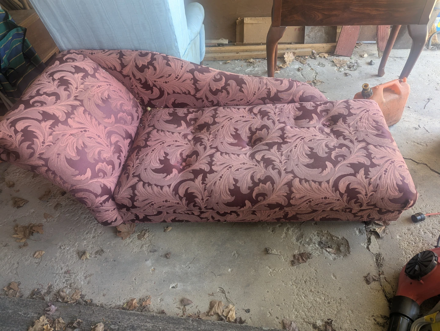 Chaise Lounge Chair - Pink Damask Fabric