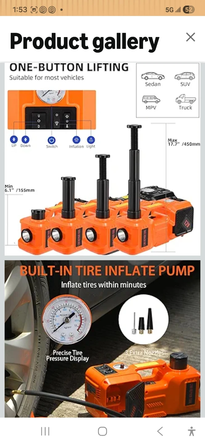 5 Ton Electric Car Jack with Tire Inflator - photo 2