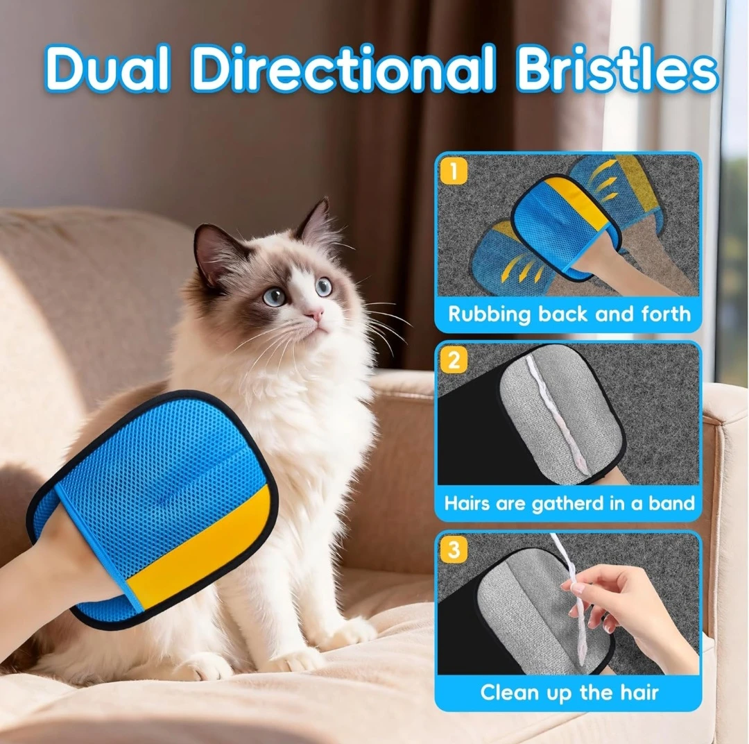 Reusable Pet Hair Removal Glove - Blue & Pink - photo 4