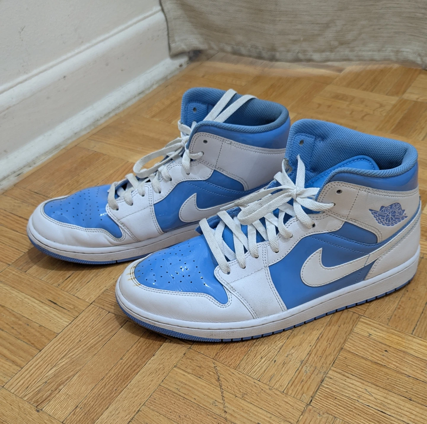 Nike Air Jordan 1 Mid Men's Shoes White/Legend Blue US 12 EUR 46