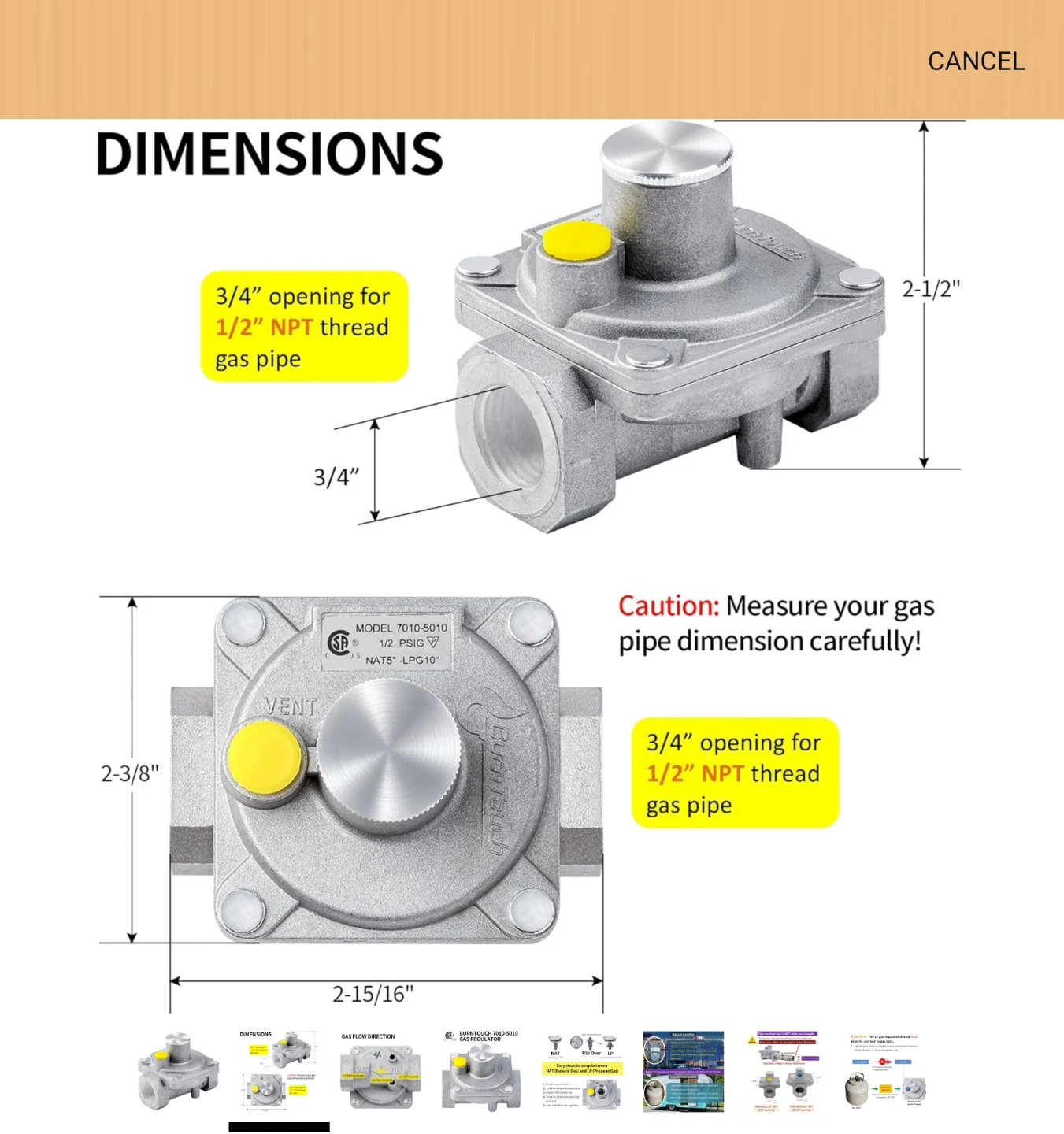 BURNT TOUCH 7010-5010 Gas Regulator - Natural Gas / Propane - photo 2