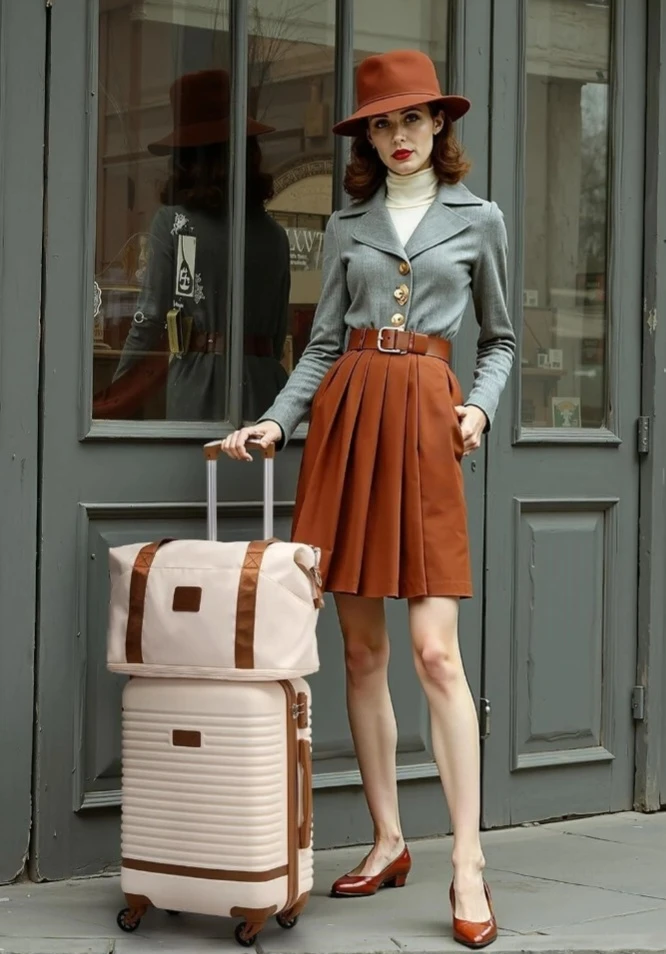 3-Piece Luggage Set - Cream with Brown Accents - photo 3