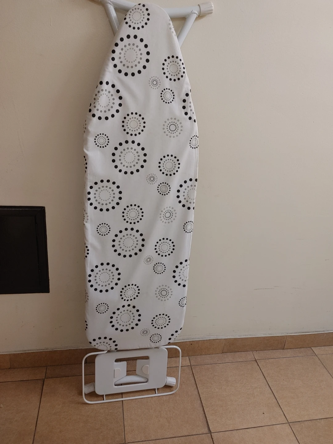 Folding Ironing Board with White Legs and Patterned Cover - photo 2