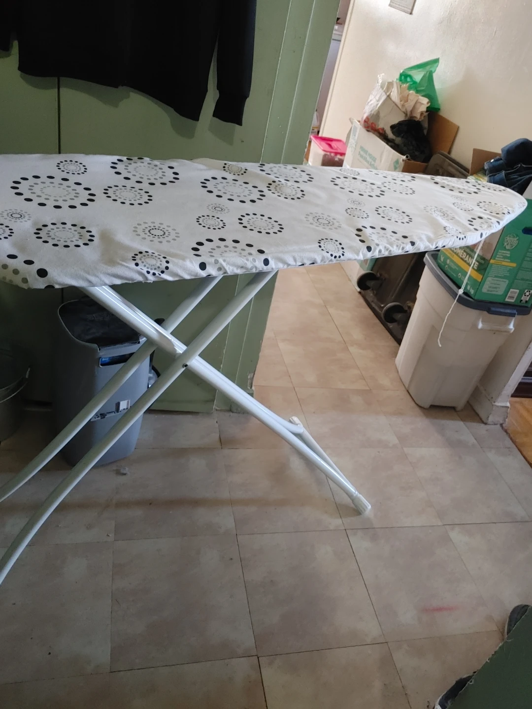 Folding Ironing Board with White Legs and Patterned Cover - photo 3