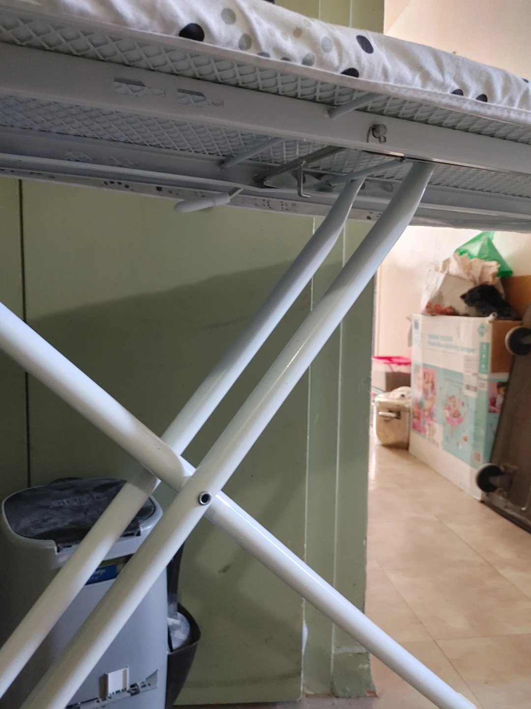 Folding Ironing Board with White Legs and Patterned Cover - photo 5