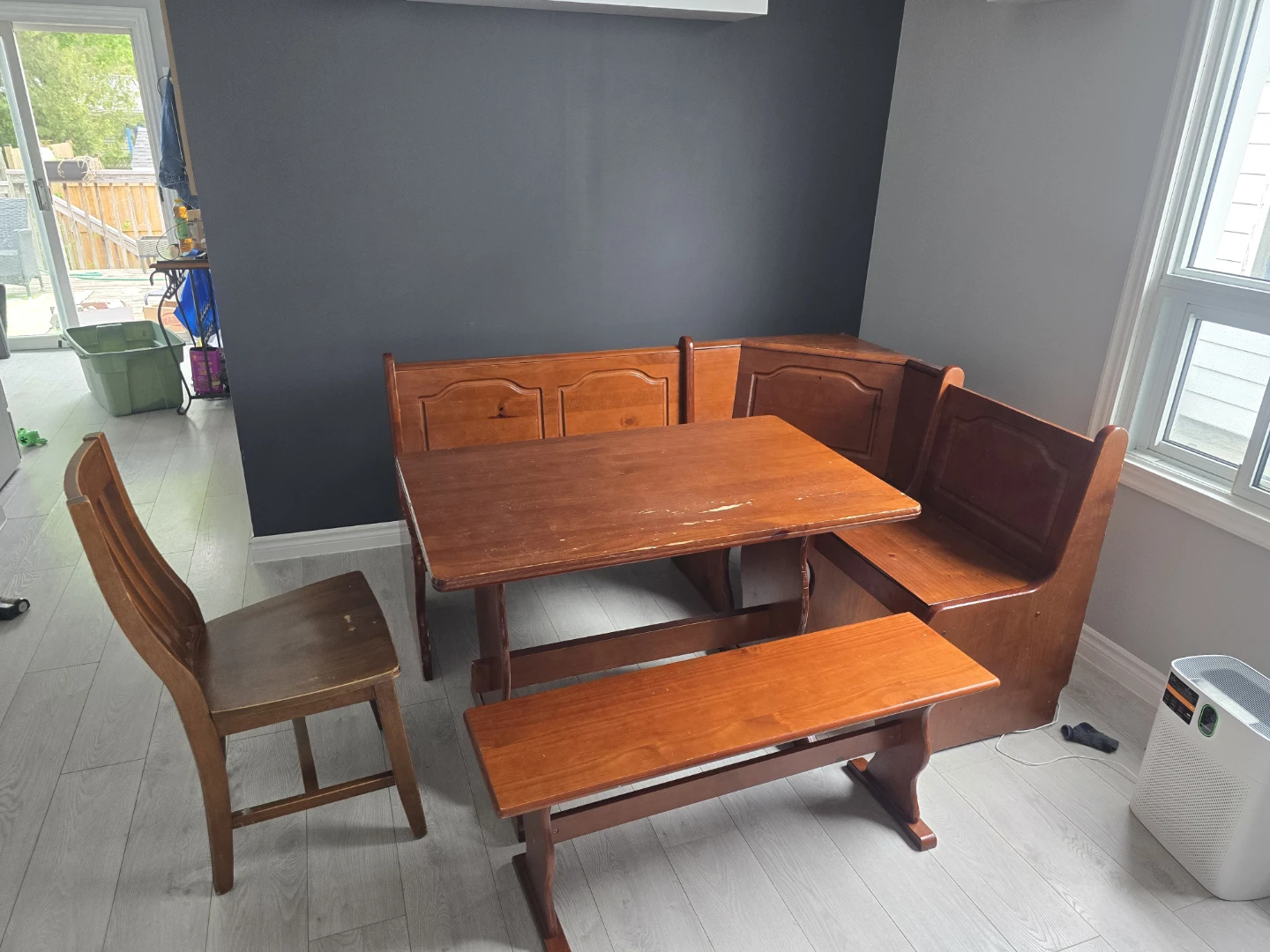 Wooden Kitchen Nook Table with Bench and Chair - photo 2