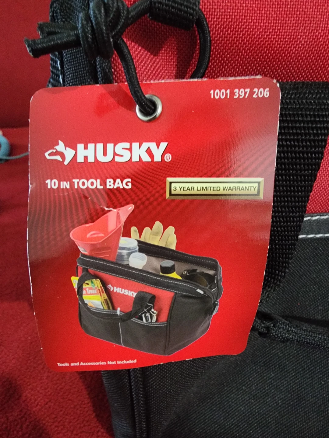 Husky 10-Inch 4 Pocket Zippered Red and Black Tool Bag - photo 2