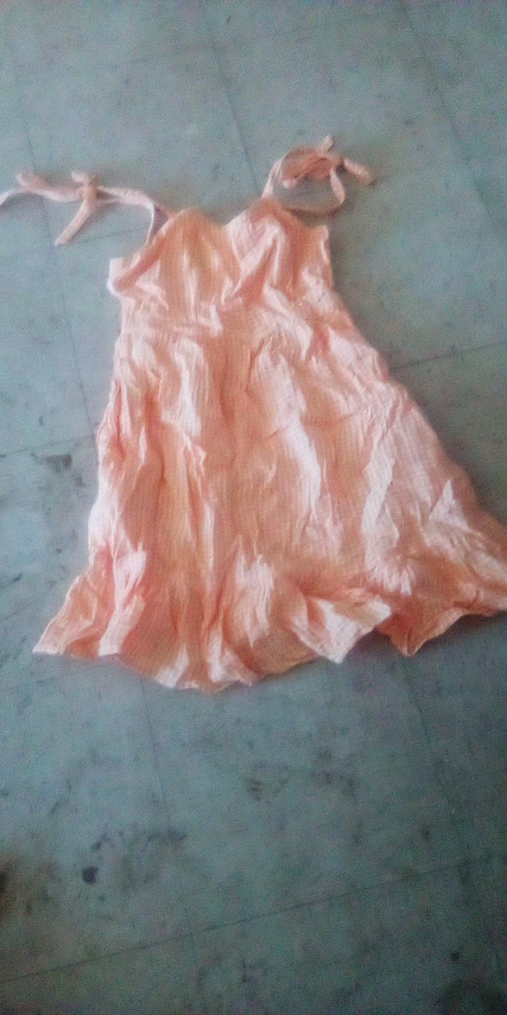 Peach Ruffled Sun Dress with Tie Straps