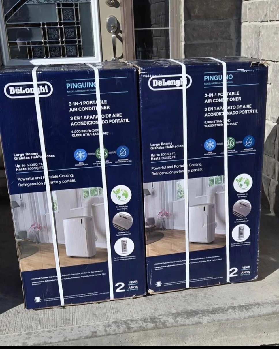 Two DeLonghi Pinguino 3-in-1 Portable Air Conditioners