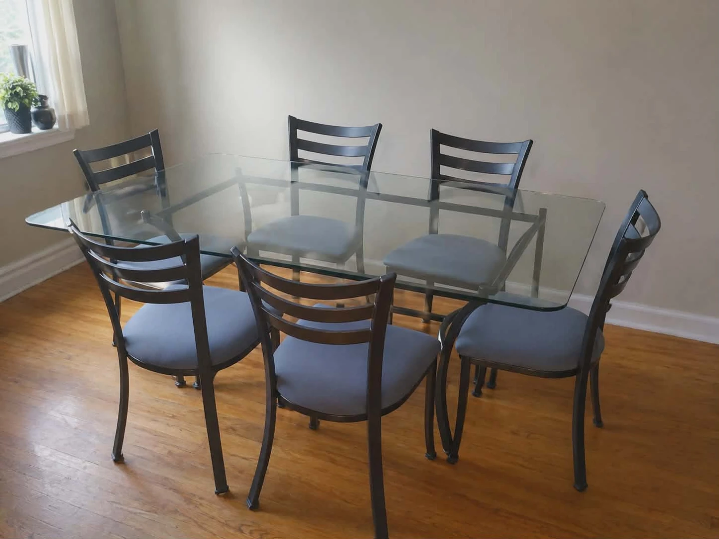 Glass Top Dining Table with 4 Chairs