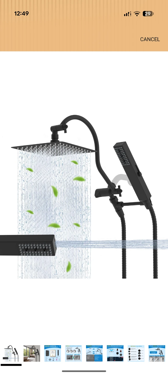 Black Shower Head Set with Handheld Sprayer