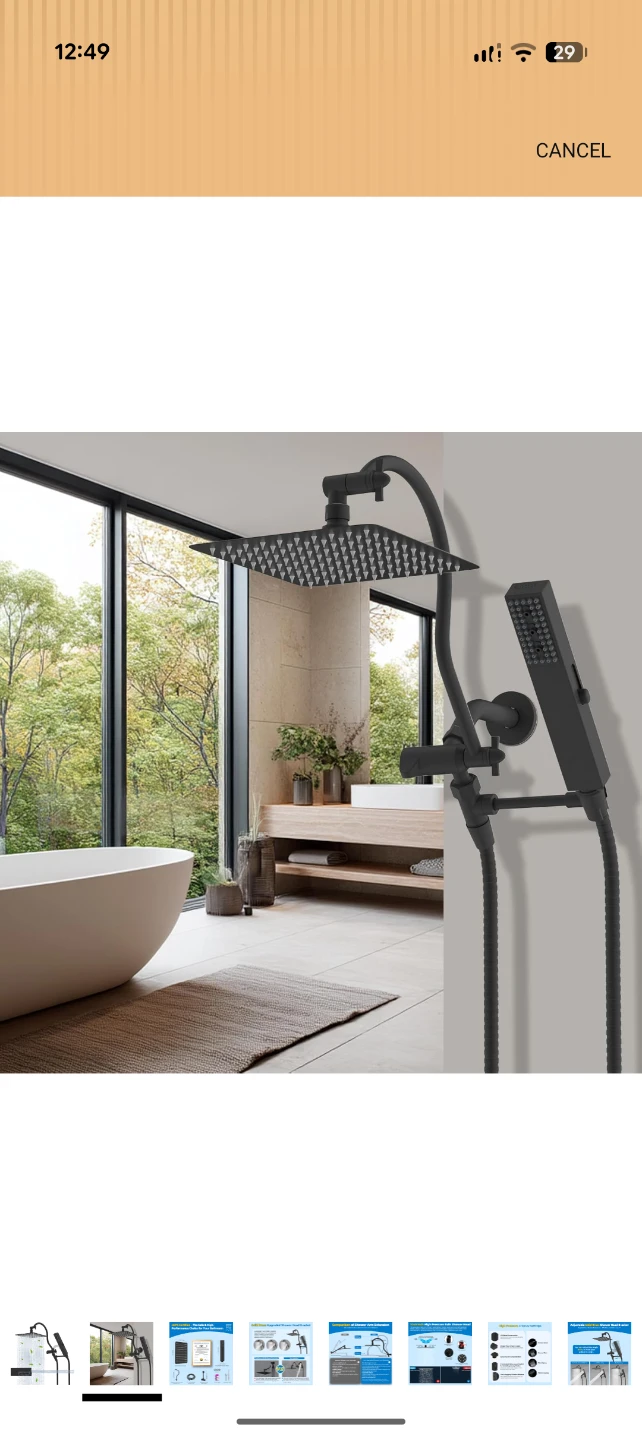 Black Shower Head Set with Handheld Sprayer - photo 2