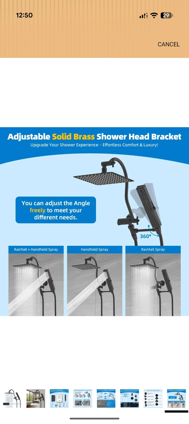 Black Shower Head Set with Handheld Sprayer - photo 4
