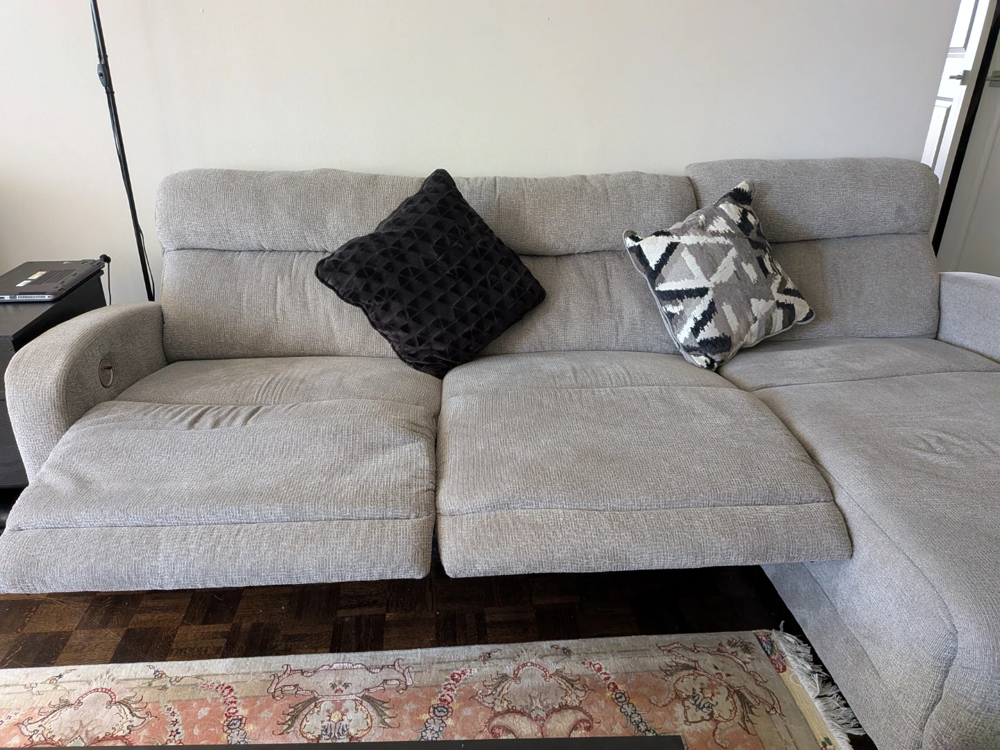 Grey Sectional Reclining Sofa