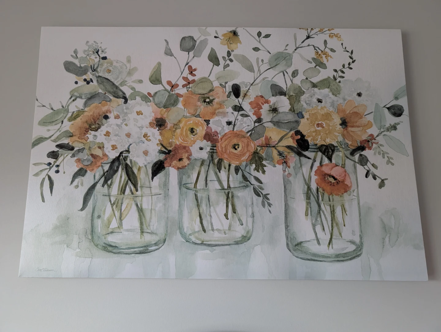 Canvas Wall Art - Floral Arrangement in Jars