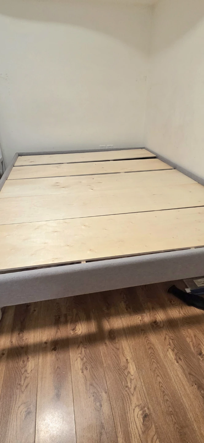 Grey upholstered bed frame