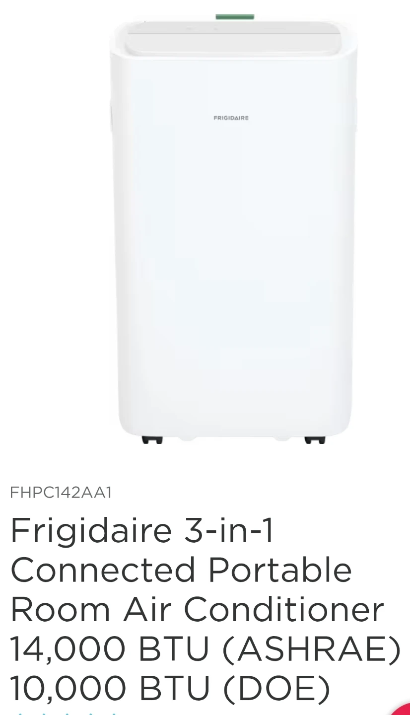 Frigidaire 3-in-1 Portable Air Conditioner 14,000 BTU 4420