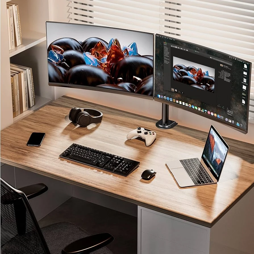 Dual Monitor Desk Mount Stand Clamp, Black - photo 4