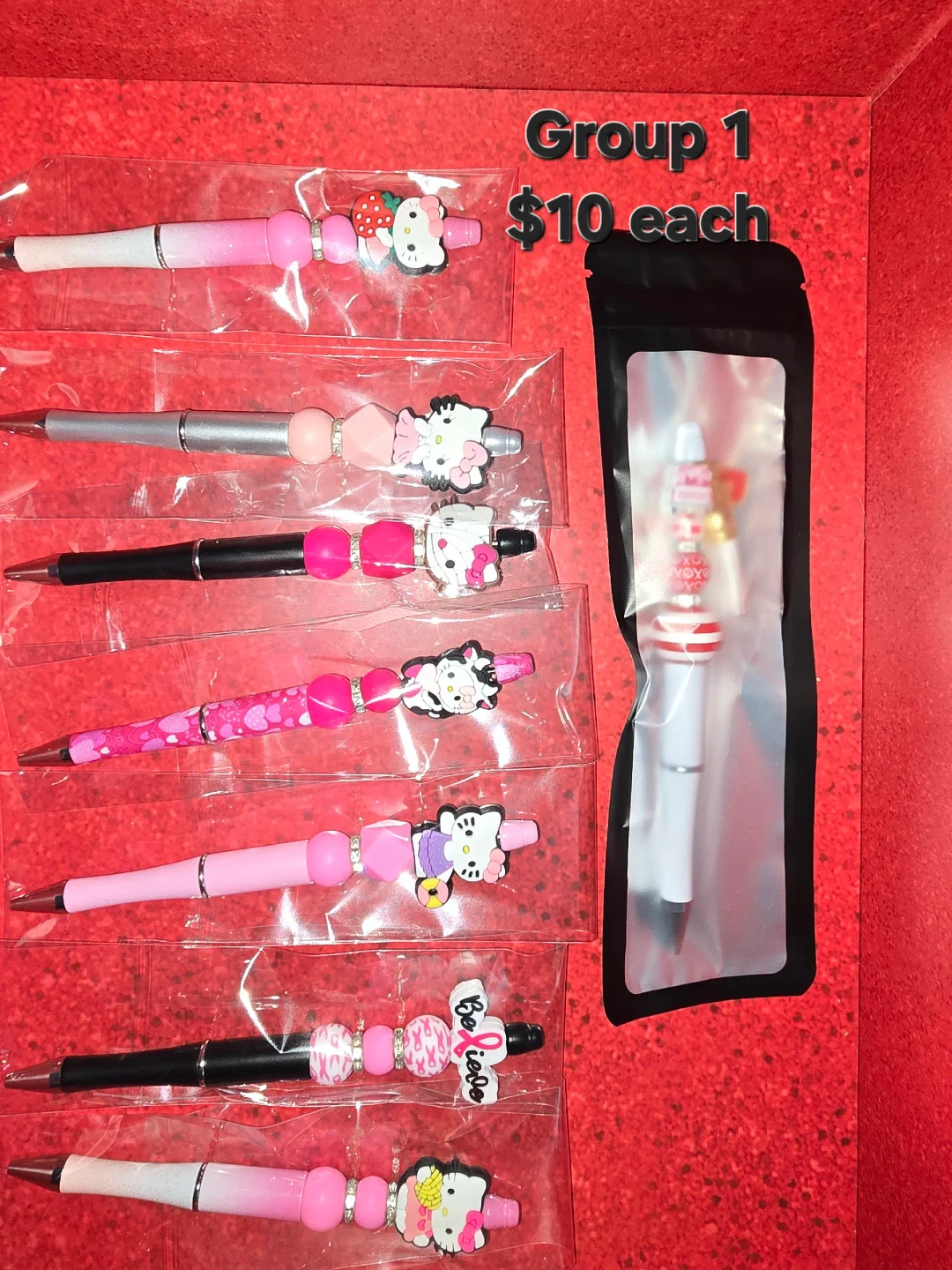 Beaded Pens with Charms - Breast Cancer Awareness