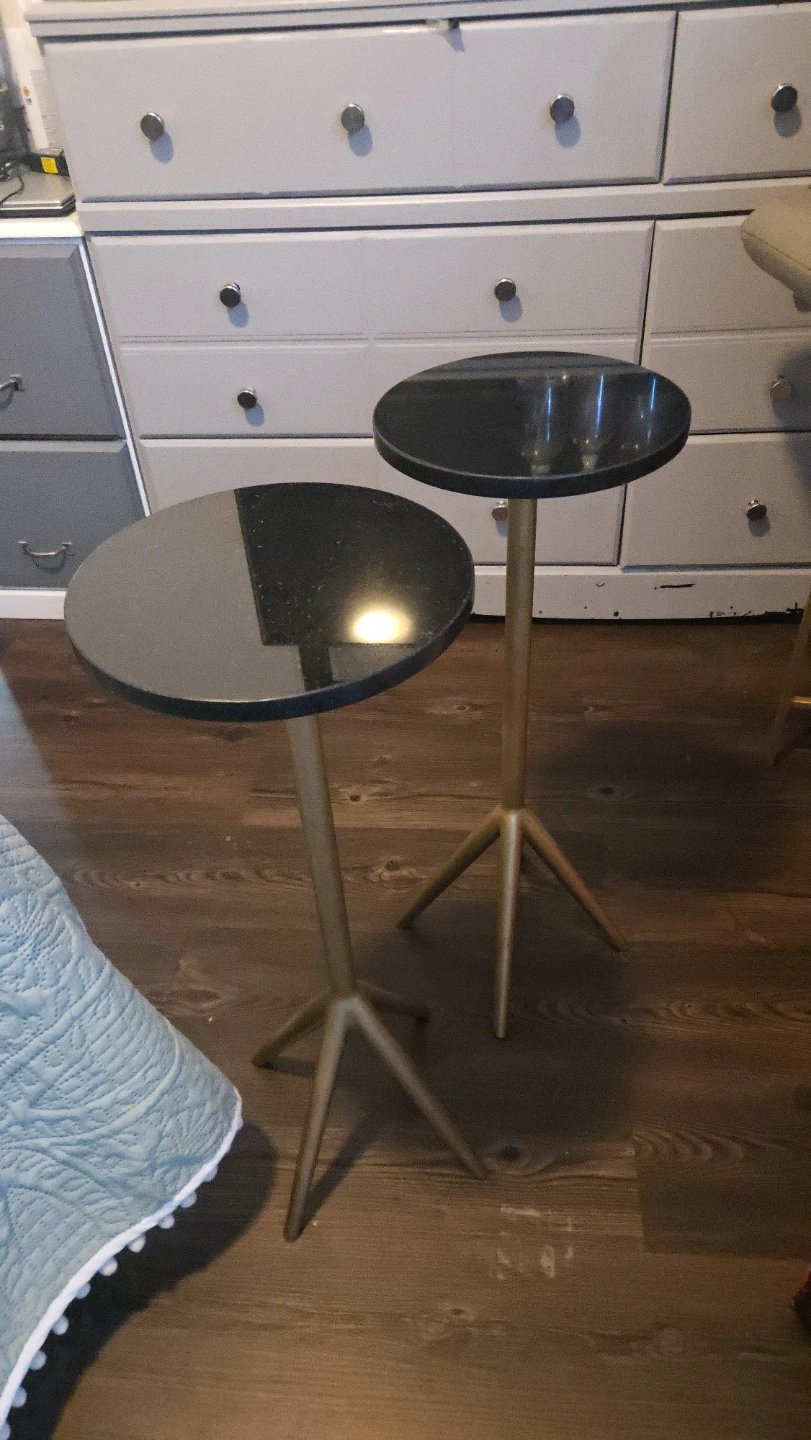 Set of 2 Black Round Accent Side Tables - photo 2