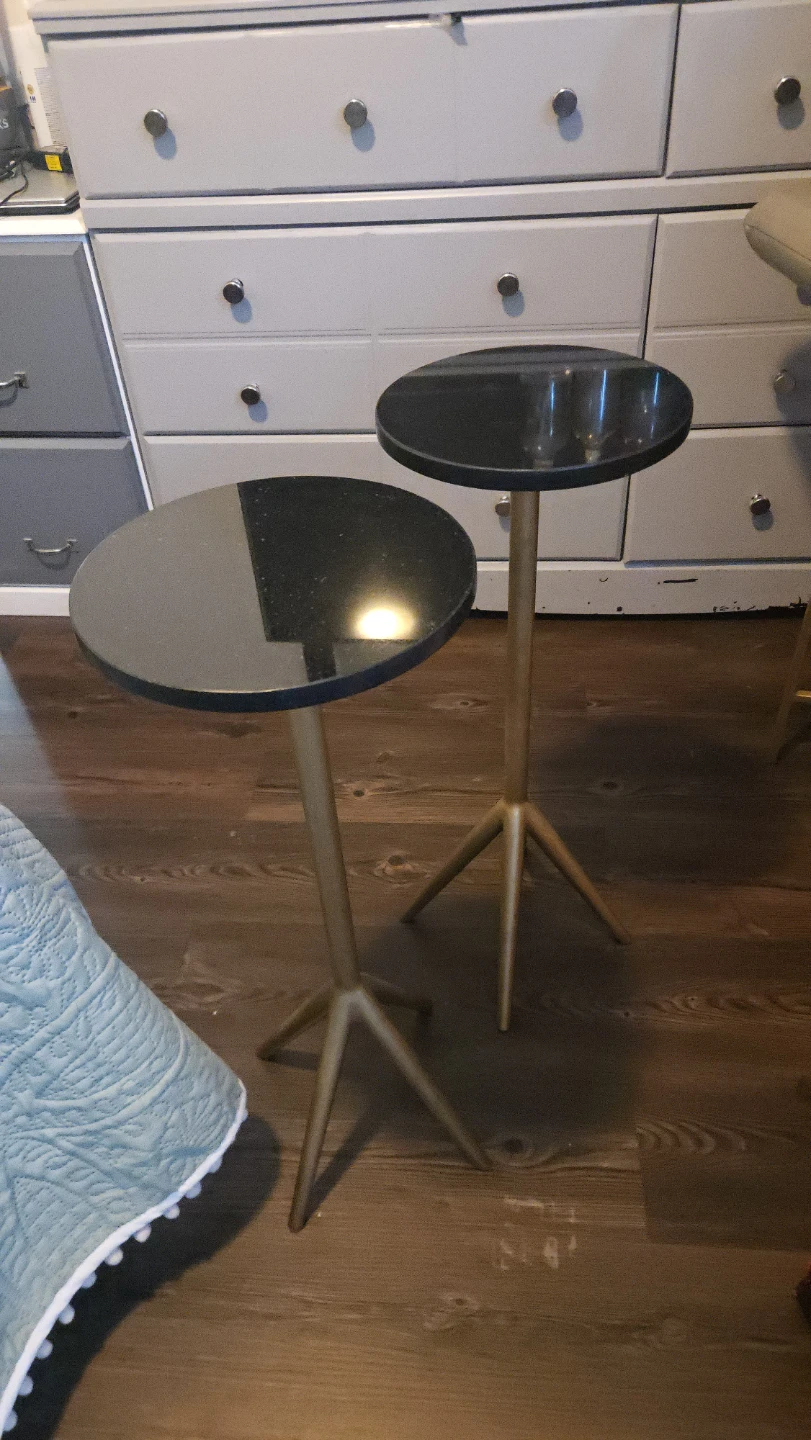 Set of 2 Black Round Accent Side Tables - photo 3