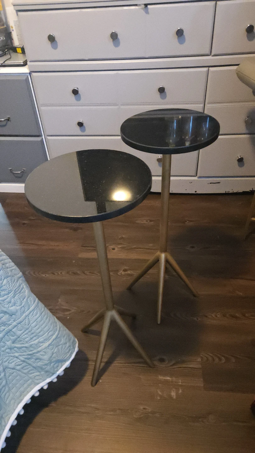 Set of 2 Black Round Accent Side Tables - photo 4