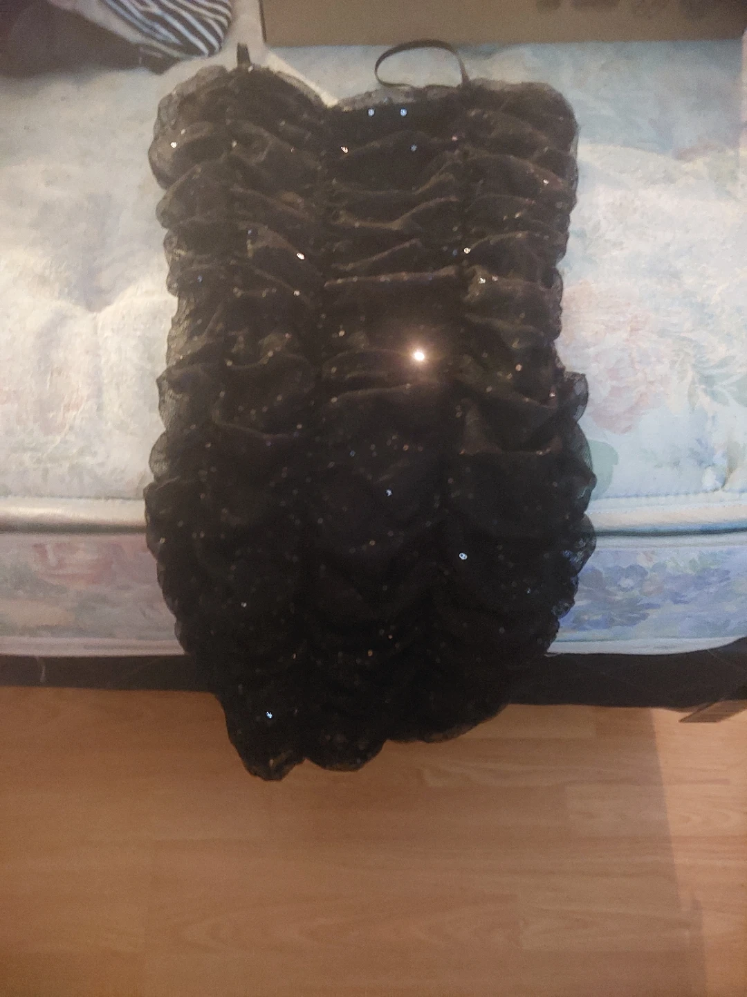 Black Ruched Sequin Party Dress
