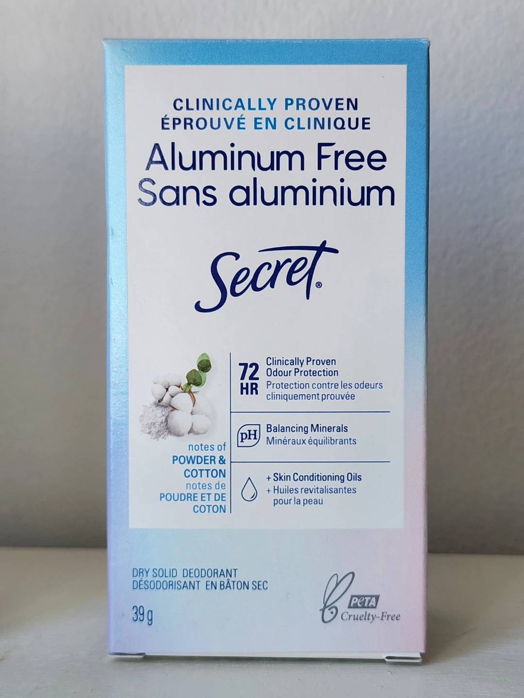 Secret Aluminum Free Dry Deodorant Stick * Powder & Cotton * NEW