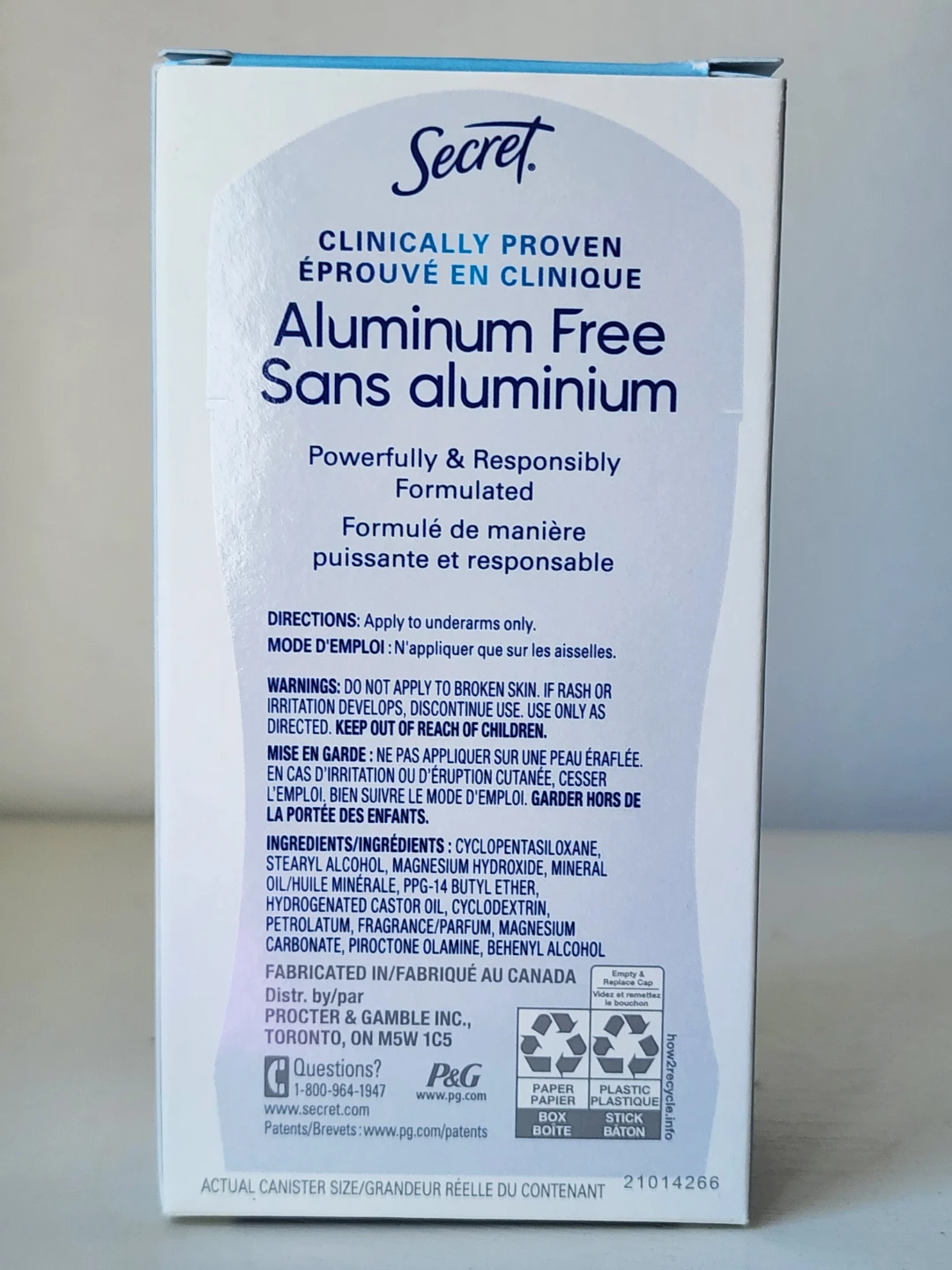 Secret Aluminum Free Dry Deodorant Stick * Powder & Cotton * NEW - photo 3