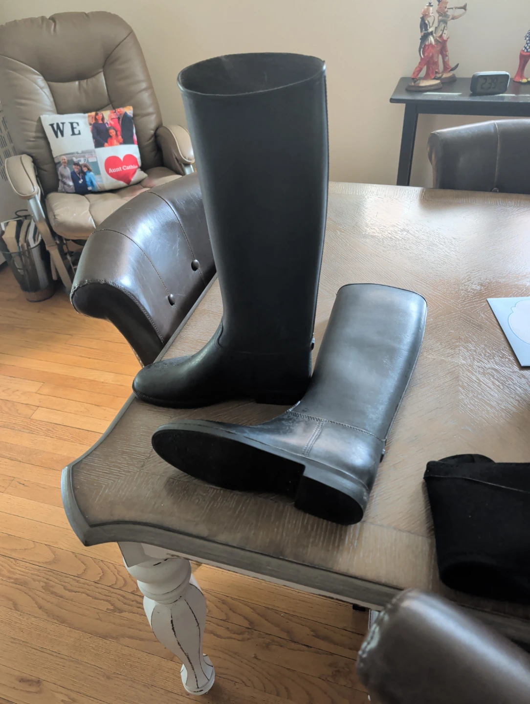 Black Tall Riding Boots, rain wear