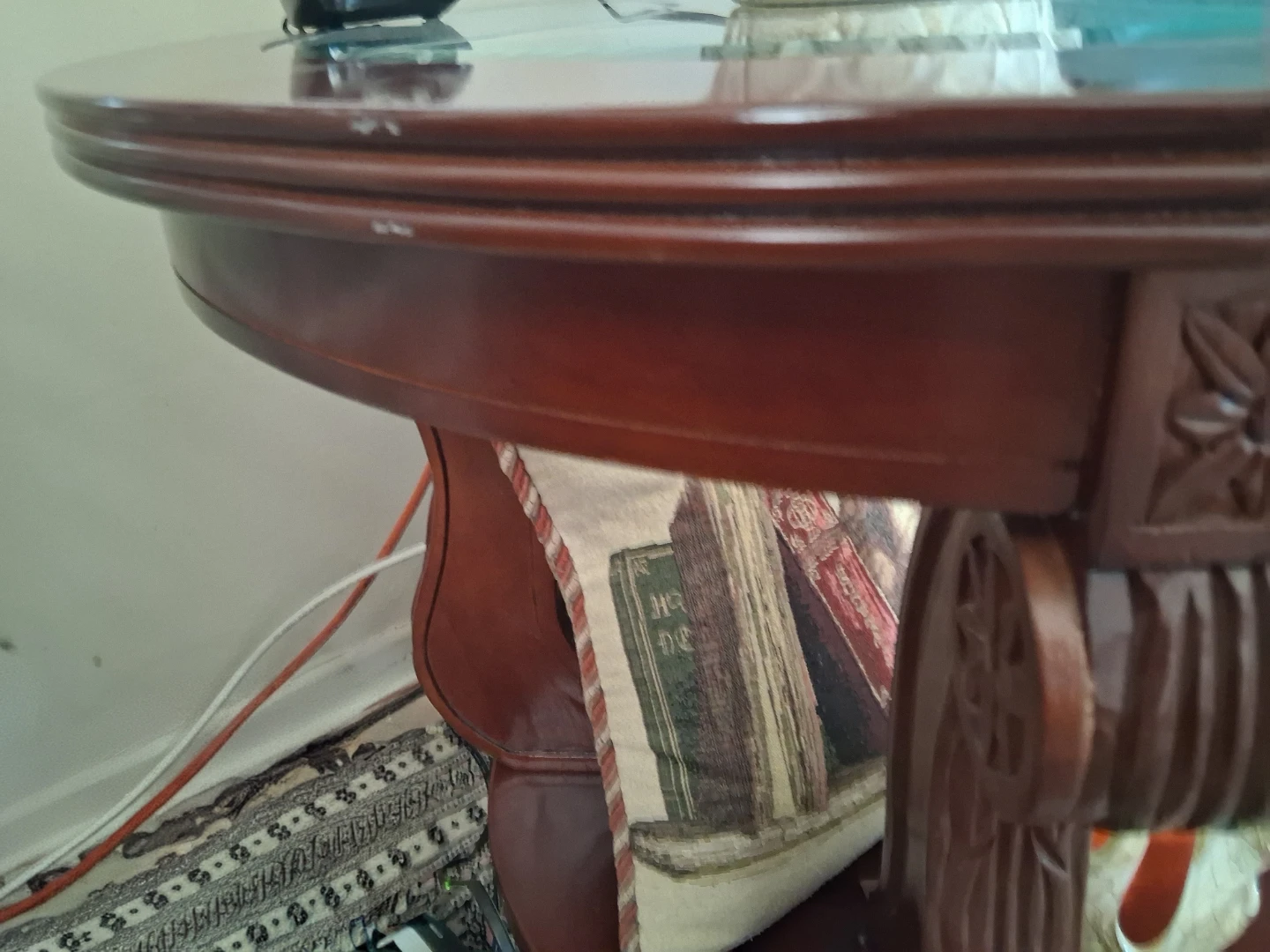 2 Round Wood and Glass Accent Tables - photo 3