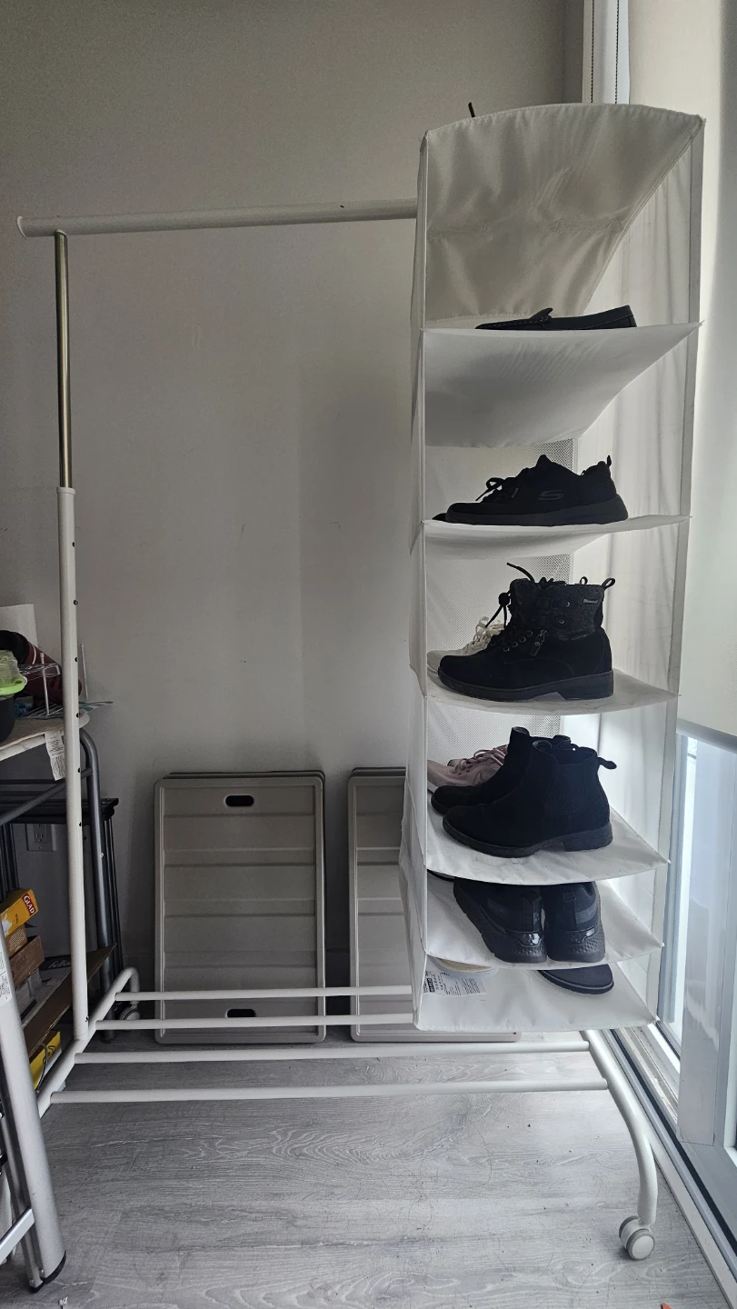IKEA RIGGA Clothes Rack on Wheels with Organizer - photo 3