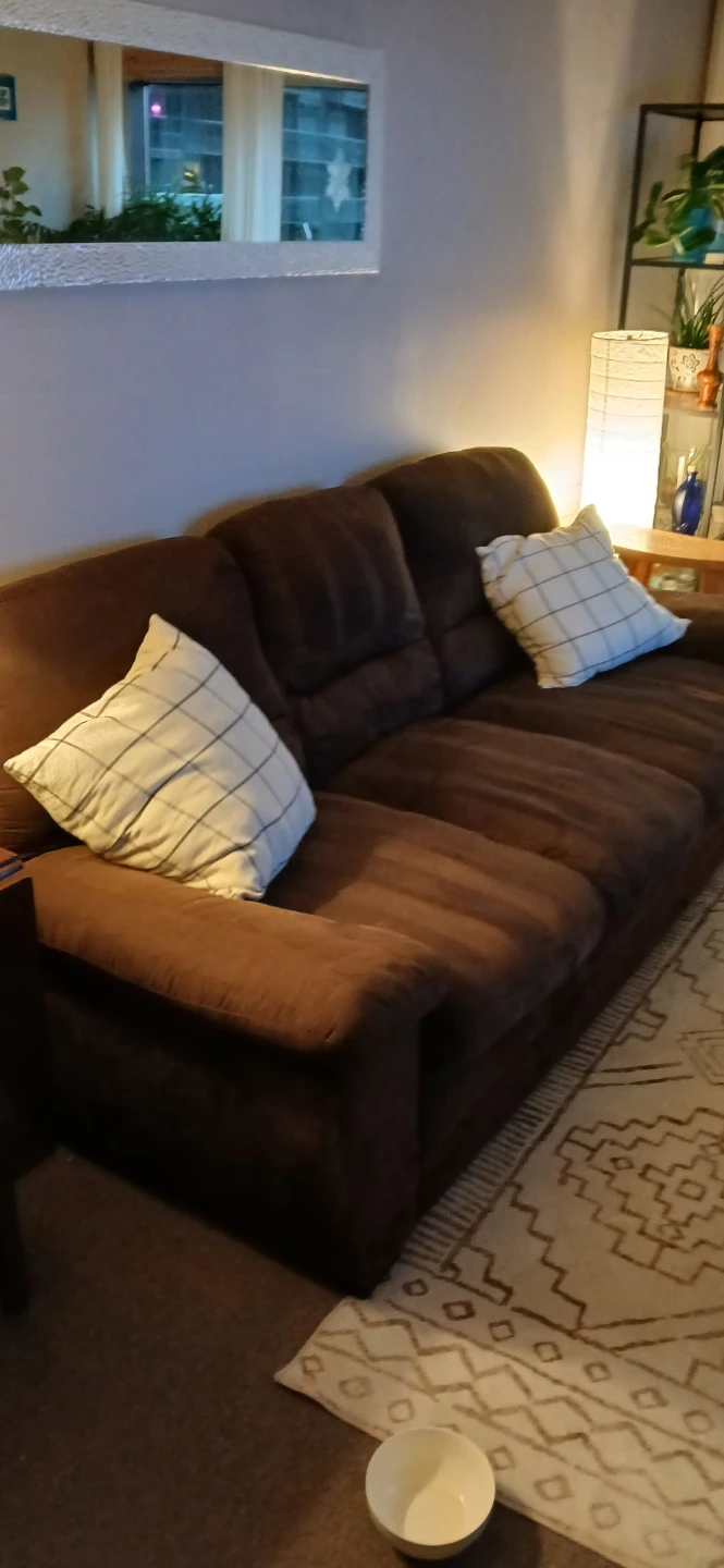 Brown Suede 3-Seater Sofa - photo 3