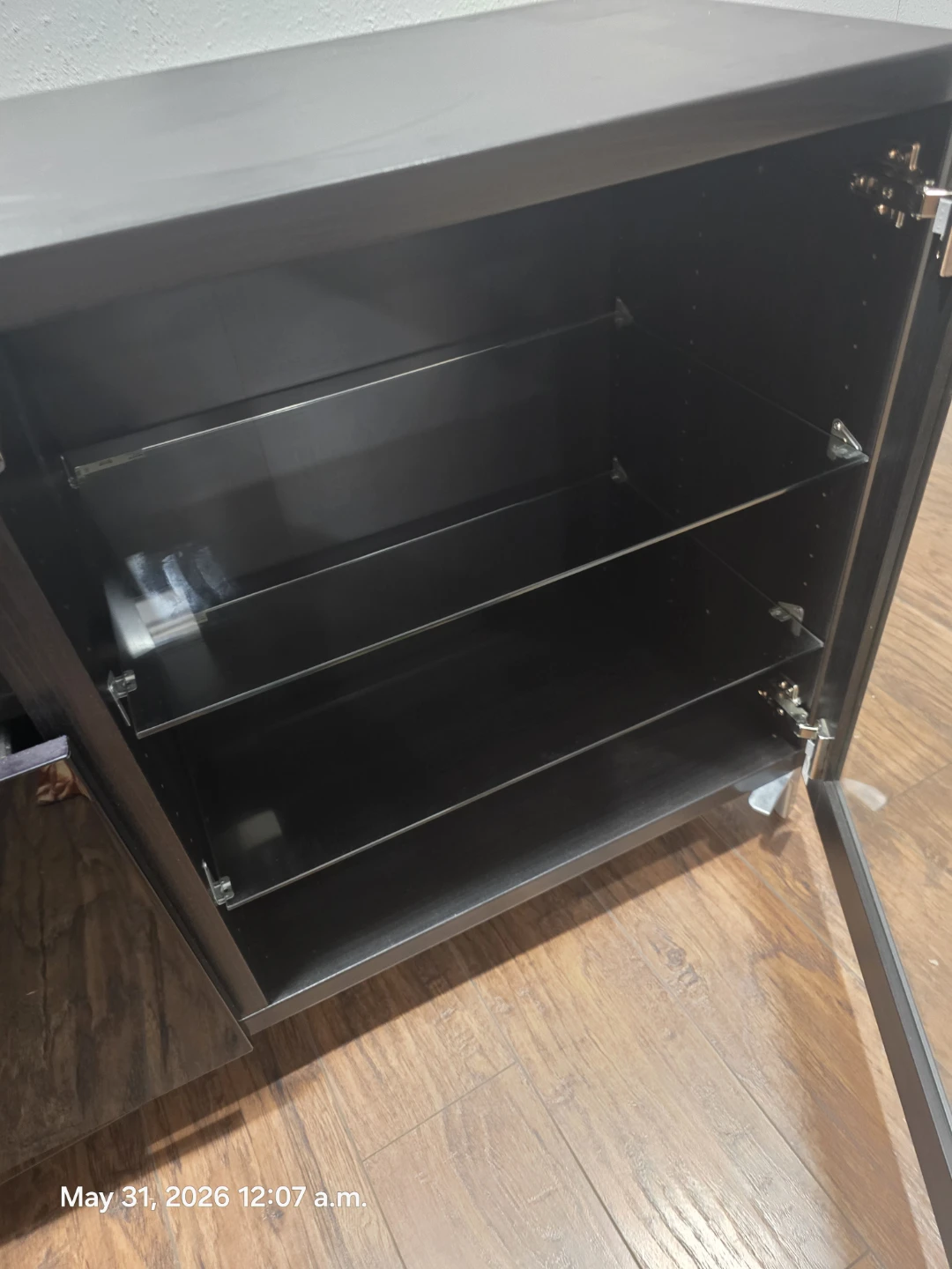 Dark Wood Media Console with Cabinet and Drawers - photo 2