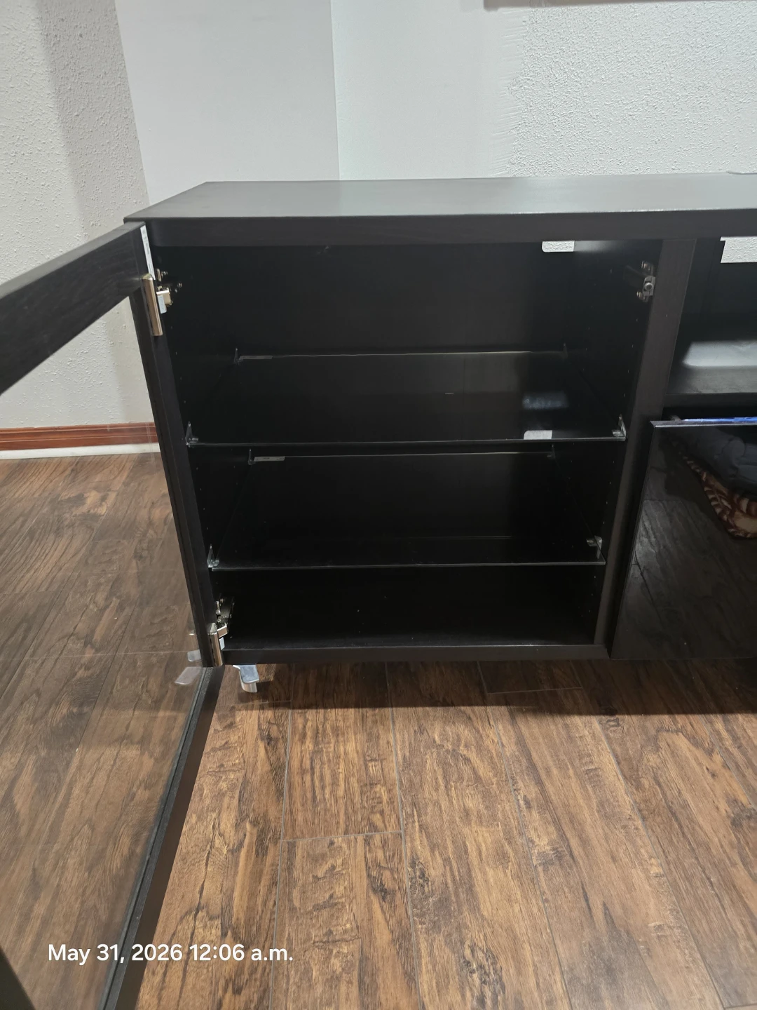 Dark Wood Media Console with Cabinet and Drawers - photo 4