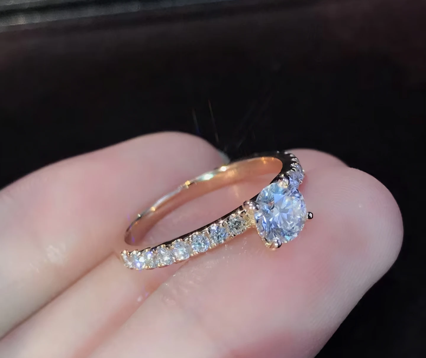 Rose Golden Round Cut Synthetic Cubic Zirconia Ring - photo 5